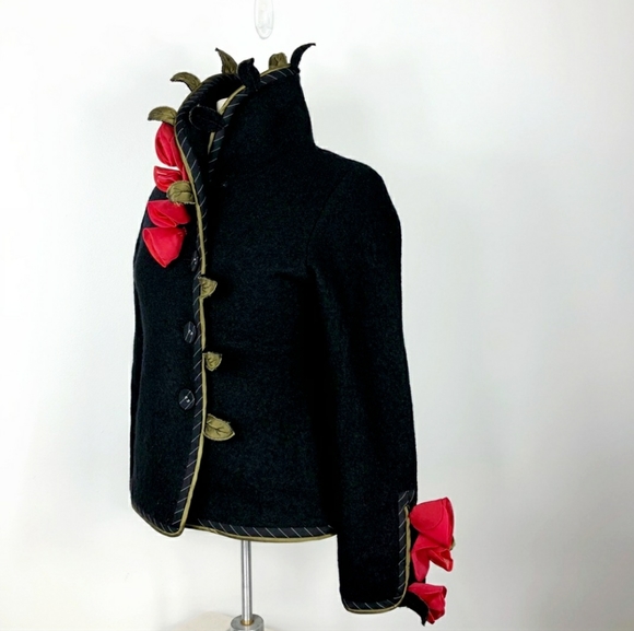 Fashion ART Rose & Leaf Wool Jacket Art2Wear - Picture 3 of 15